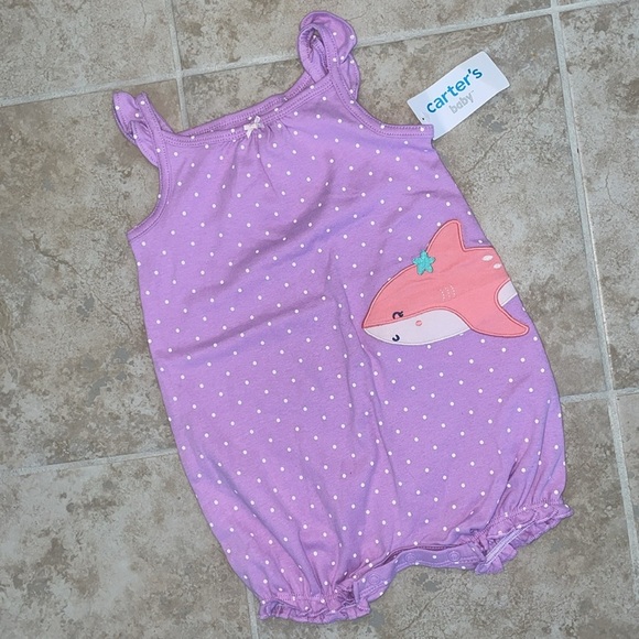 Carter's Baby Purple Polka Dot Romper Size 18M NWT - Picture 2 of 4